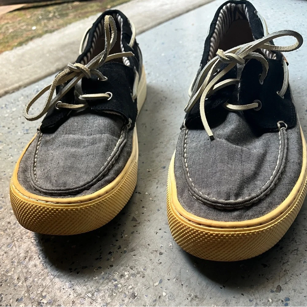 Vans Boat Deck Dock Black Suede Grey Canvas Upper Shoes 10